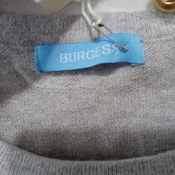 Burgess Cashmere Blend Striped Long Sleeve  Gray Sweater Size Small - Picture 5 of 9
